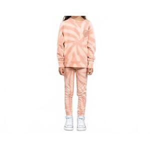 NEW TINY WHALES girl's flower sweater top in faded pink/rose tie dye